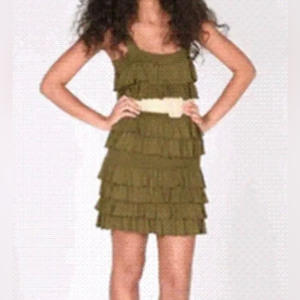 Alice + Olivia Willow Ruffle Dress Green Sz S